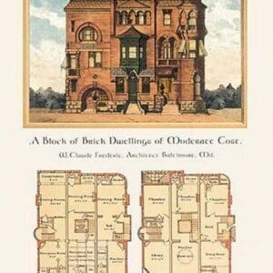 A Block of Brick Dwellings at Moderate Cost - Art Print