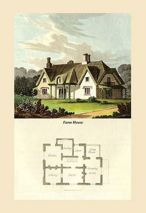 A Farm House by J. B. Papworth - Art Print