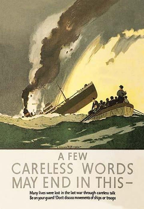 A Few Careless Words May End In This by Norman Wilkinson - Art Print