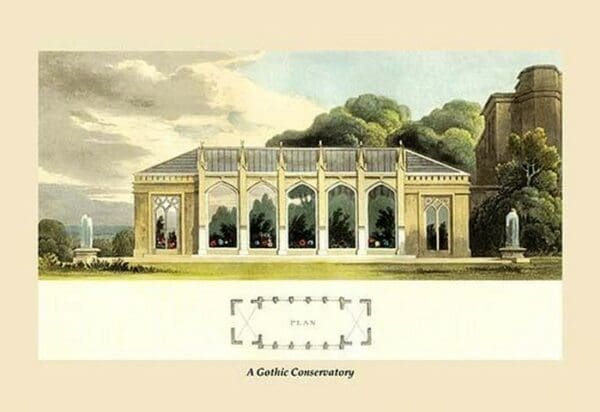 A Gothic Conservatory by J. B. Papworth - Art Print