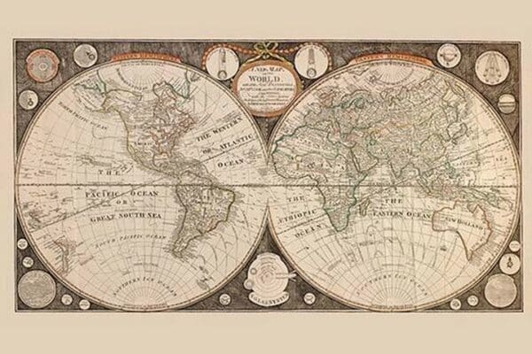 A New map of the world : with all the new discoveries by Capt. Cook and other navigators by Thomas Kitchen - Art Print