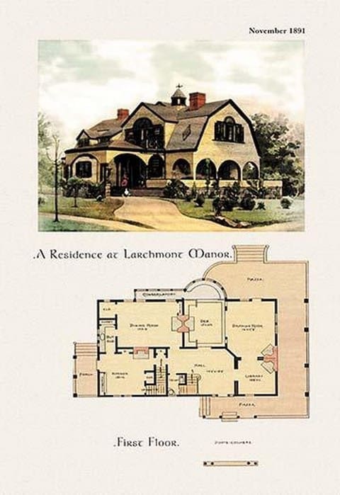 A Residence at Larchmont Manor - Art Print