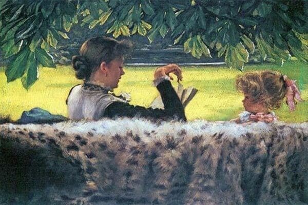 A Story read by James Tissot - Art Print