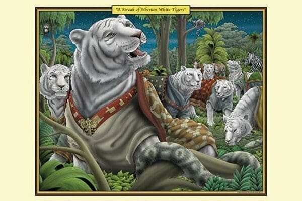 A Streak of Siberian White Tigers by Richard Kelly - Art Print