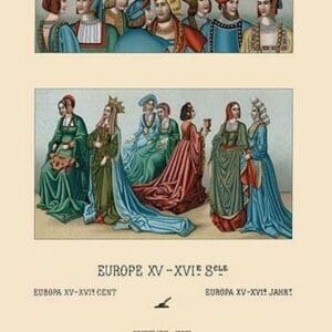 A Variety of Fifteenth Century French Costumes by Auguste Racinet - Art Print