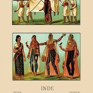 A Variety of Indian Ceremonial Garb #3 by Auguste Racinet - Art Print