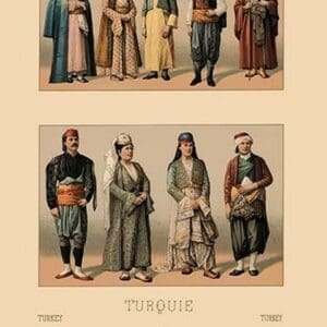 A Variety of Turkish Costumes #2 by Auguste Racinet - Art Print