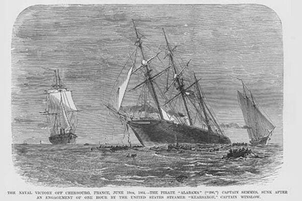 Admiral Semmes defeated in his Confederate Raider Alabama near Cherbourg