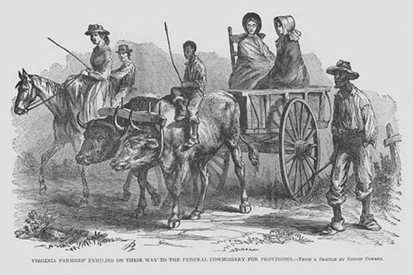 African American Slave attends farmers on their way to the Federal Commissary for Provisions by Frank Leslie - Art Print