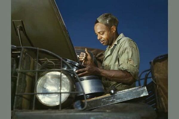 African American World War II Truck Mechanic - Art Print