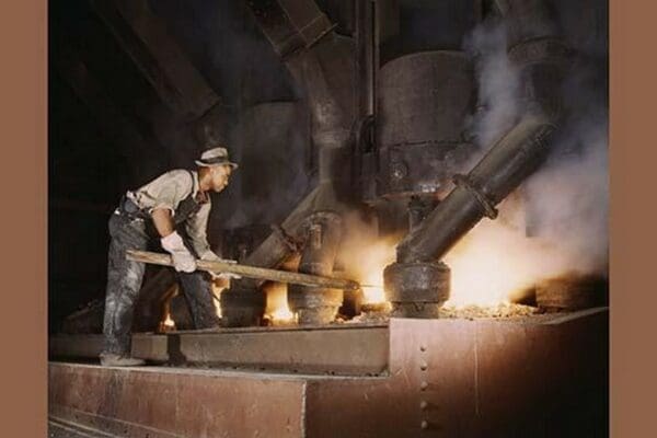 African American working in a Smelting Plant - Art Print