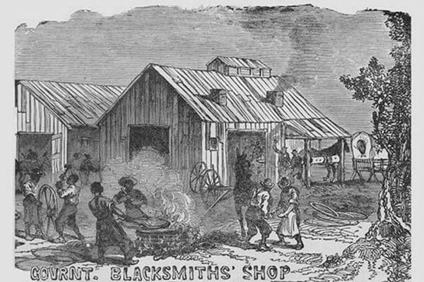 African Americans as blacksmiths by Frank Leslie - Art Print