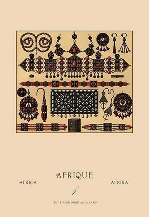 African Metalwork and Beading by Auguste Racinet - Art Print