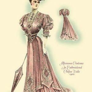 Afternoon Costume in Embroidered Chifon Voile - Art Print