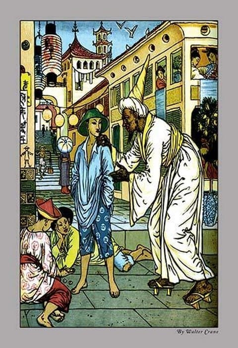 Aladdin Accosted By Magician by Walter Crane - Art Print