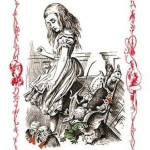 Alice in Wonderland: Alice Tips Over the Jury Box by John Tenniel - Art Print