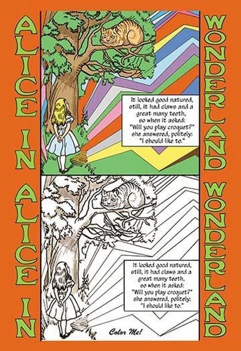 Alice in Wonderland: Alice and the Cheshire Cat - Color Me! by John Tenniel - Art Print