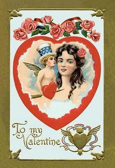 All American Patriotic Valentine - Art Print