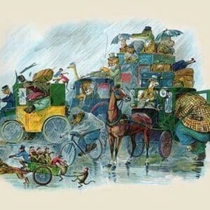 All Animal Land is off to the Station by G.H. Thompson - Art Print