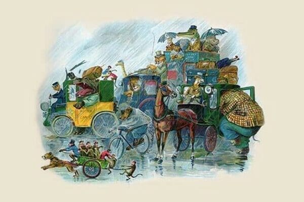 All Animal Land is off to the Station by G.H. Thompson - Art Print