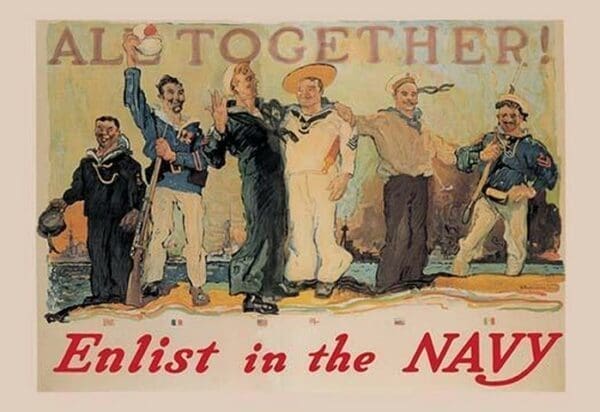 All Together! Enlist in the Navy by Reuterdahl - Art Print