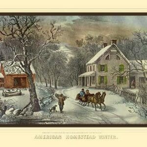 American Homestead Winter by Nathaniel Currier - Art Print