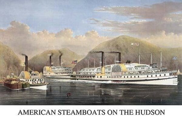 American steamboats on the Hudson: passing the highlands by Currier & Ives - Art Print