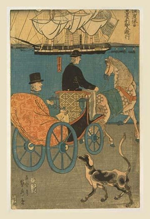 Americans Enjoying Sunday in Yokohama by Kobayashi Hori Kane - Art Print