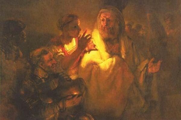 Apostle Peter denied Christ by Rembrandt Van Rijn - Art Print