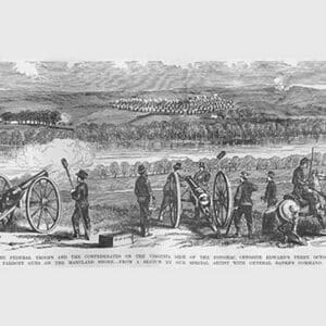 Artillery Battle at Edward's Ferry with Parrott Guns by Frank Leslie - Art Print