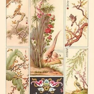 Asian Bird Panels by Auguste Racinet - Art Print