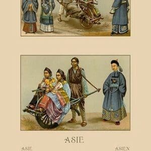 Asian Costumes and Transportation by Auguste Racinet - Art Print