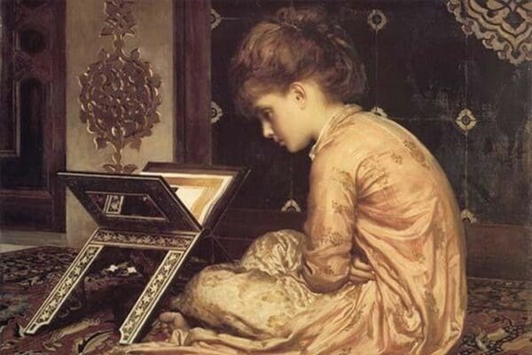 At a reading Desk by Lord Frederick Leighton - Art Print