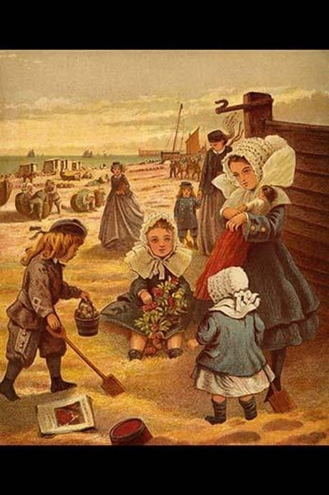 At the Beach a family with children by Kronheim & Dalziels - Art Print