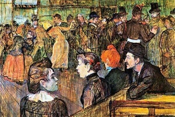 At the Moulin de la Gallette by Henri de Toulouse-Lautrec - Art Print