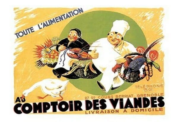 Au Comptoir des Viandes - Art Print