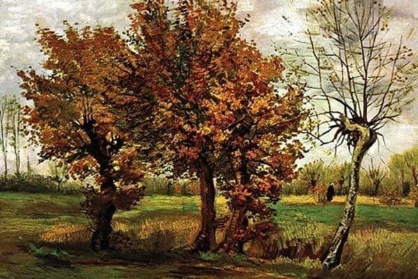 Autumn Landscape with Four Trees by Vincent van Gogh - Art Print