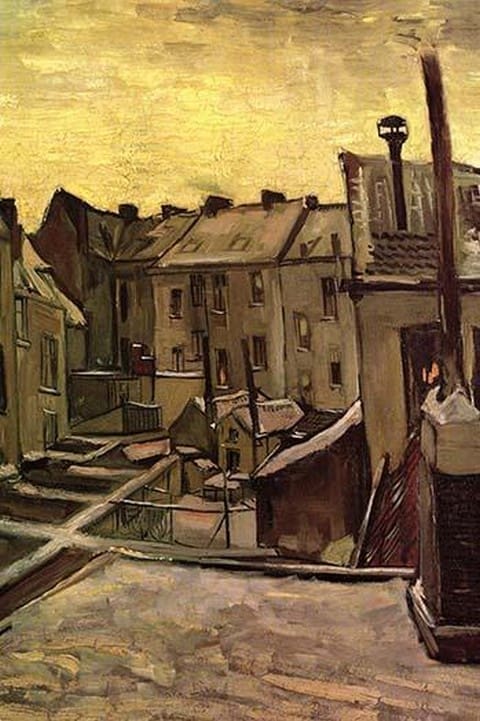 Backyards of Old Houses in Antwerp in the Snow by Vincent van Gogh - Art Print