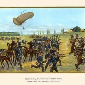 Balloon Reconnaissance Troops - Cavalry Attack on a Balloon Detachment by G. Arnold - Art Print