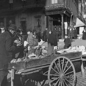 Banana Vendor sells from Cart by Byron - Art Print