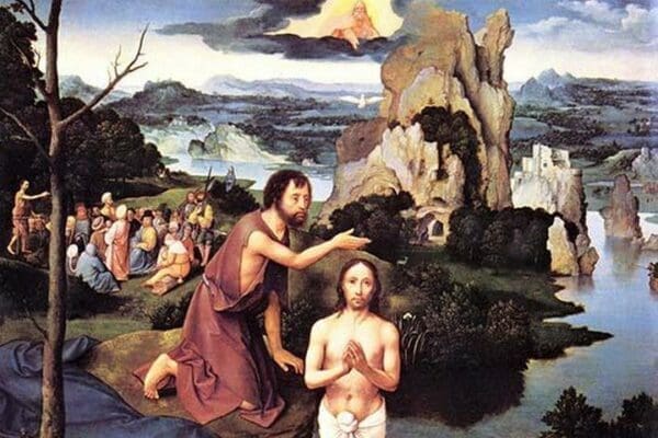 Baptism of Christ by Joachim Patinier or Patinir - Art Print