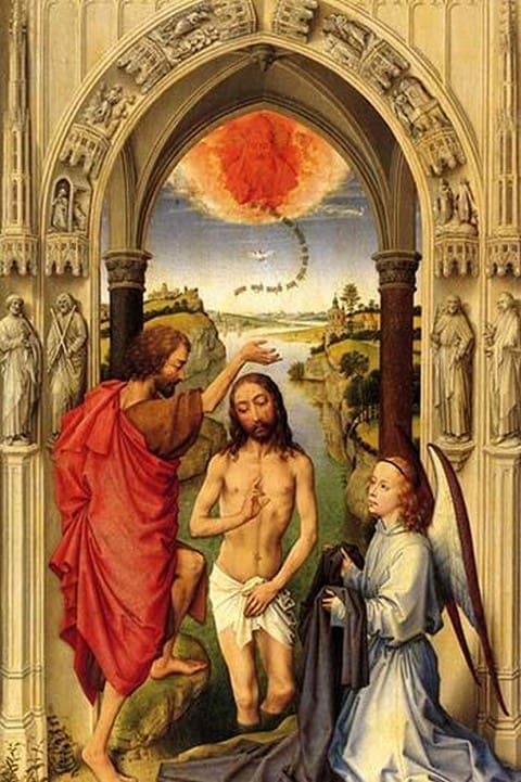 Baptism of Christ by Rogier Van der Weyden. - Art Print