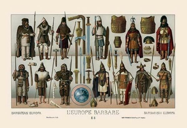 Barbarian Europe by Auguste Racinet - Art Print