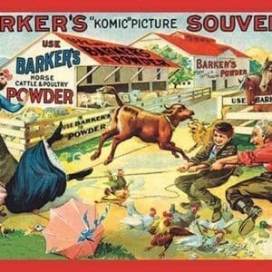 Barker's 'Komic' Picture Souvenir: Barnyard Tussle - Art Print