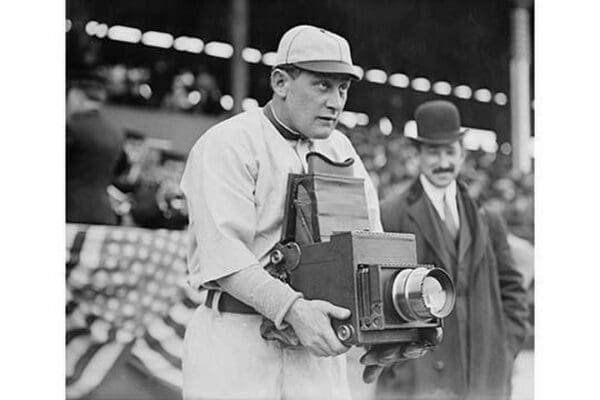 Baseball Player Becomes a Cameraman - Art Print