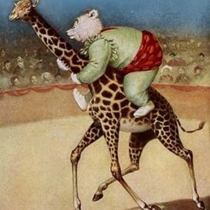 Bear Back Giraffe Racing by R.K. Culver - Art Print