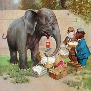 Bear's Picnic Elephant Trunk by R.K. Culver - Art Print