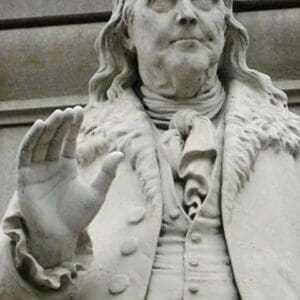 Ben Franklin statue at the Old Post Office Pavilion - Art Print