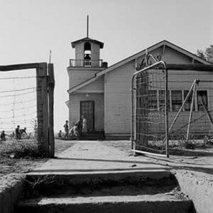 Bench Scool in Oregon by Dorothea Lange - Art Print