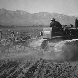 Benji Iguchi Driving Tractor in Field by Ansel Adams - Art Print